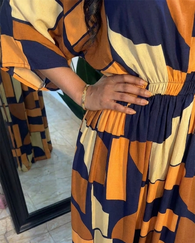 Chic Colorblock Geometric Jumpsuit with Belted Waist and Pockets by Jamota One-Pieces Jumpsuits & Rompers