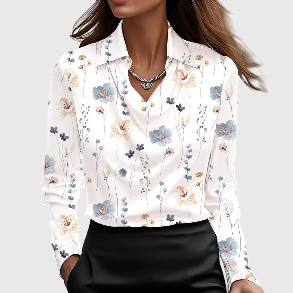 Elegant White Pleated Blouse with Soft Fabric and Classic Fit by Jamota Blouses Blouses