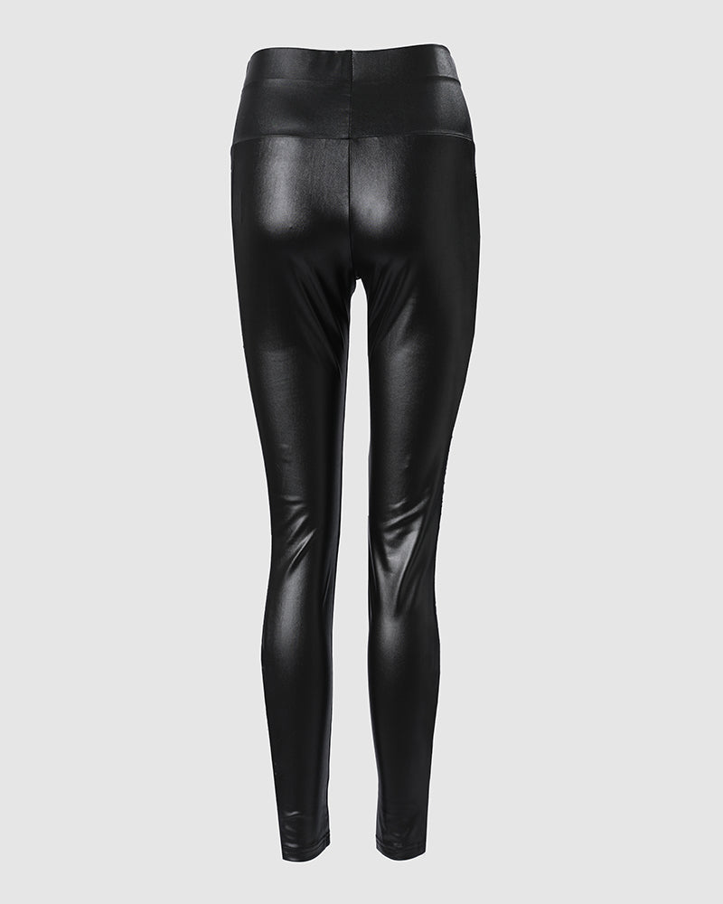 Jamota Chic High Waisted Skinny Pants With Stretch Fabric And Practical Pockets For Everyday Sophistication by Jamota Leggings Skinny Pants