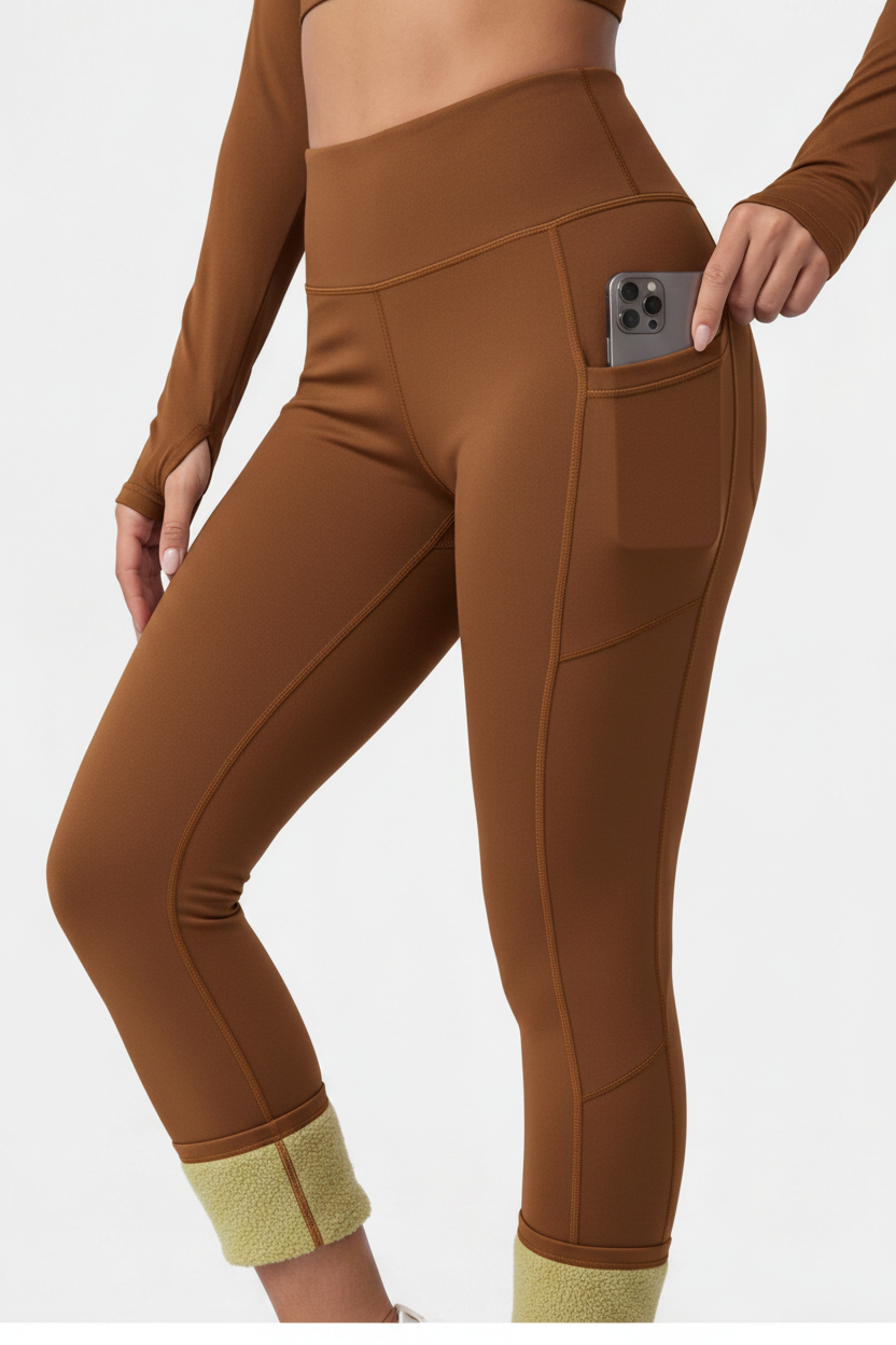 Jamota Fleece Lined High Waisted Leggings With Pockets For Cold Weather Comfort Everyday by Jamota Leggings Women's Activewear