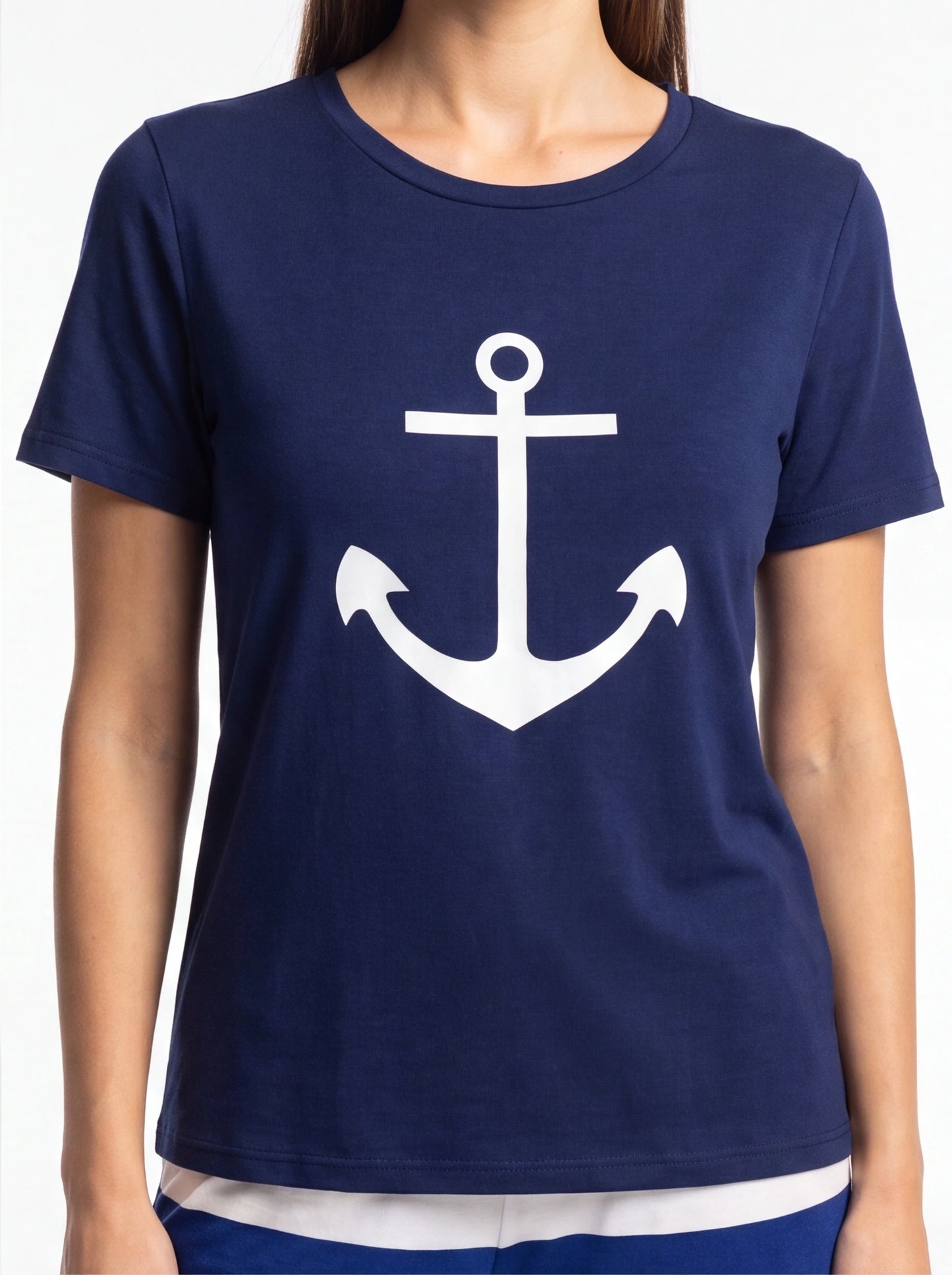 Nautical Dreams Women's Pajama Set | Soft Fabric & Anchor Design - Jamota
