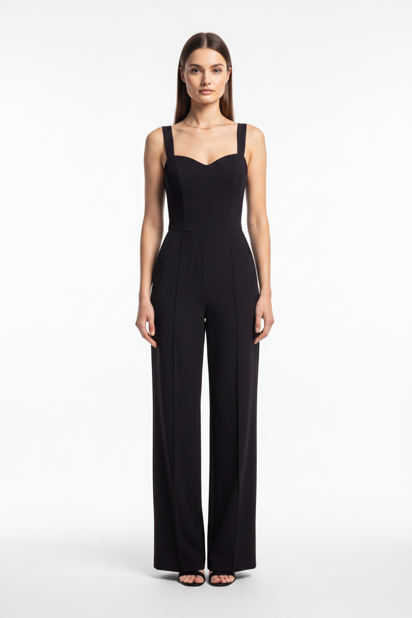 Elegant Black Women's Jumpsuit with Tailored Fit and Pockets - Jamota