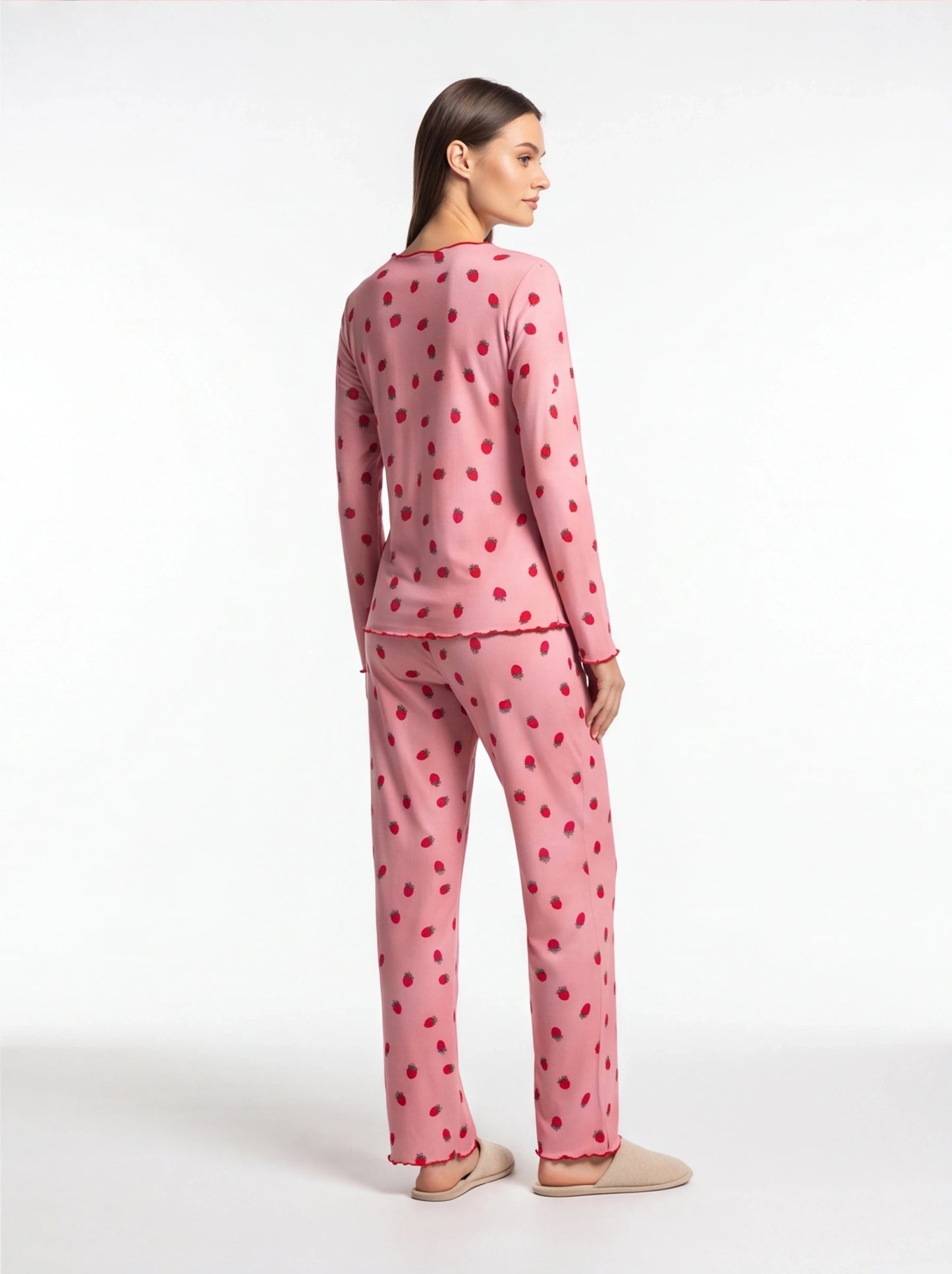 Charming Collection Women's Pajama Set with Frill Trim & Elastic Waist
