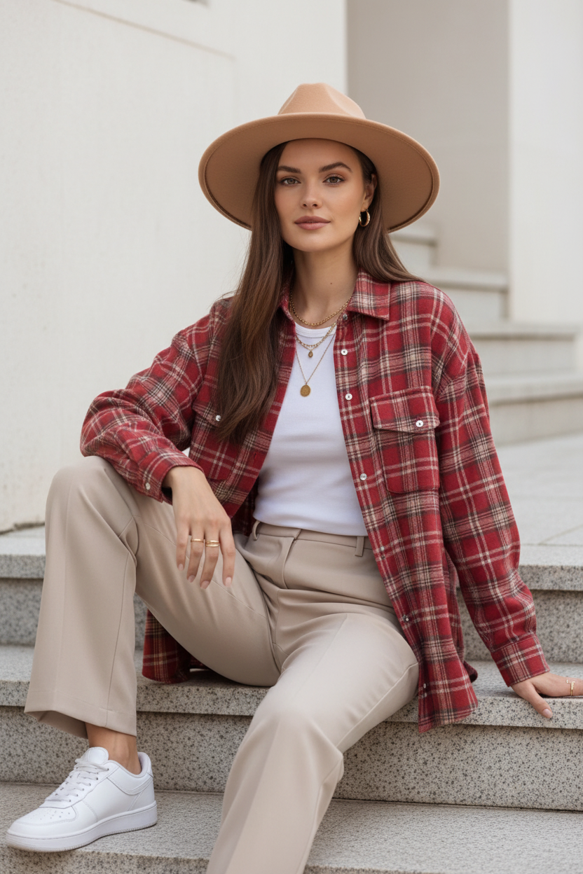 Stylish Relaxed Flannel Overshirt | Soft Fabric & Versatile Design by Jamota Overshirts Overshirts