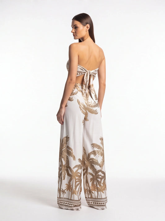 Stylish Tropical Casual Jumpsuit with Adjustable Straps & Pockets by Jamota One-Pieces Jumpsuits