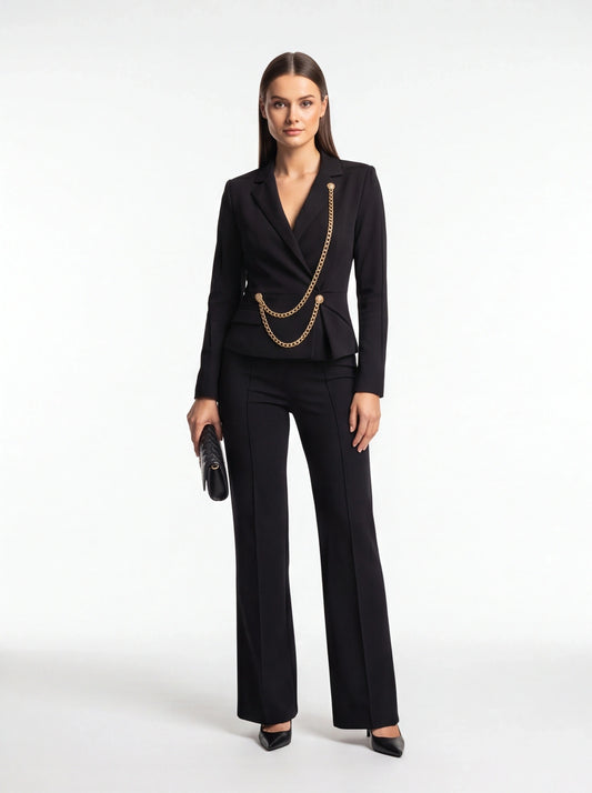 Elegant Black Jumpsuit for Women with Pockets and Adjustable Straps by Jamota One-Pieces Women's Jumpsuits