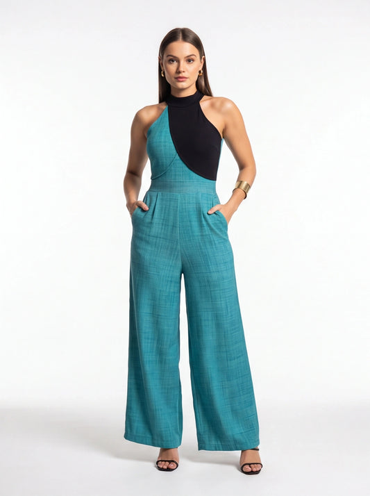 Stylish Colorblock Casual Jumpsuit for Women | Comfortable Fit & Versa by Jamota One-Pieces Jumpsuits