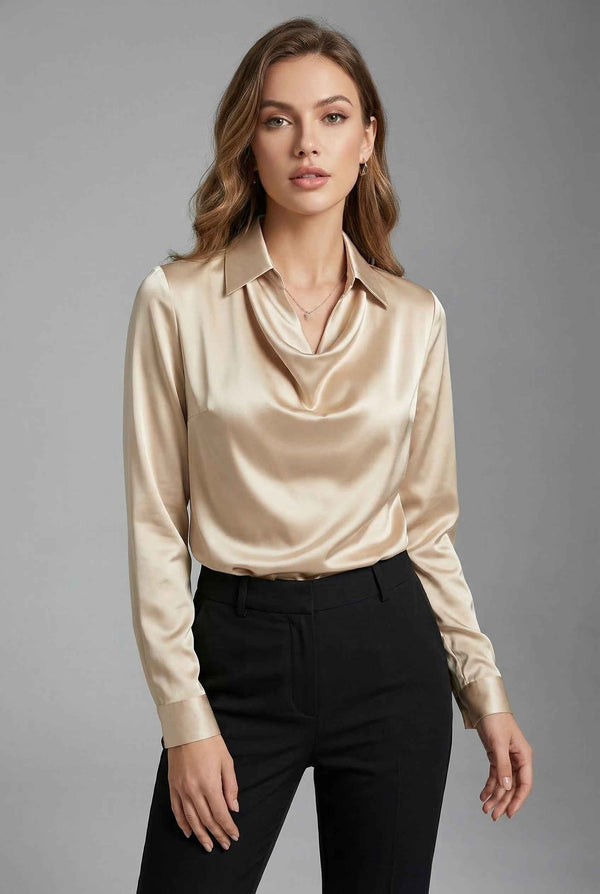 White Pleated Blouse with Satin Finish