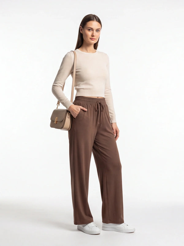 High-Waist Wide-Leg Pants with Side Pockets