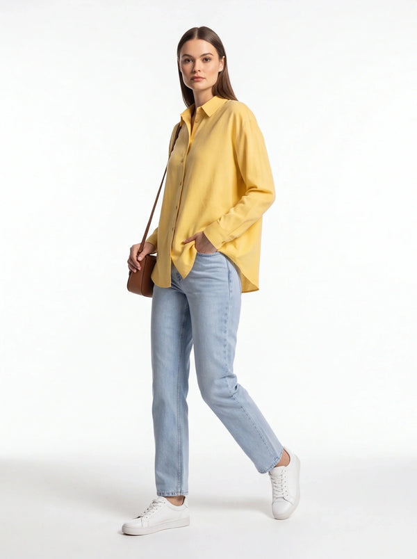 Relaxed Button-Front Blouse with Flowing Silhouette