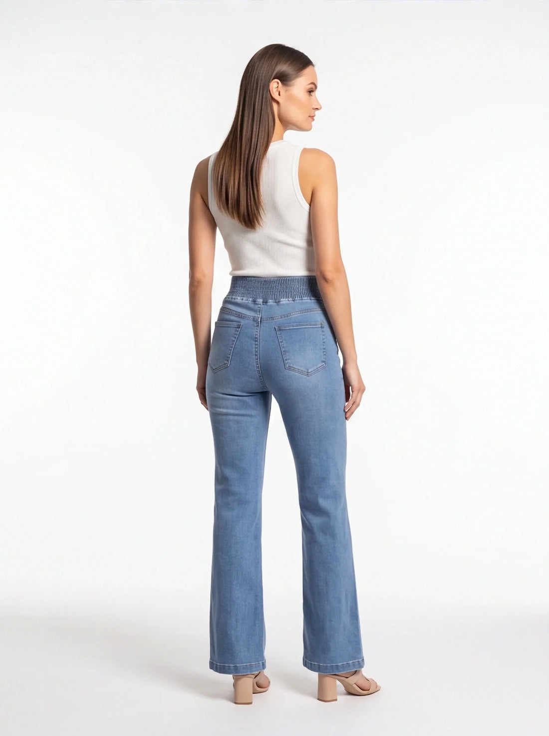High-Waist Wide-Leg Stretch Jeans
