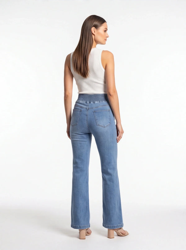 High-Waist Wide-Leg Stretch Jeans