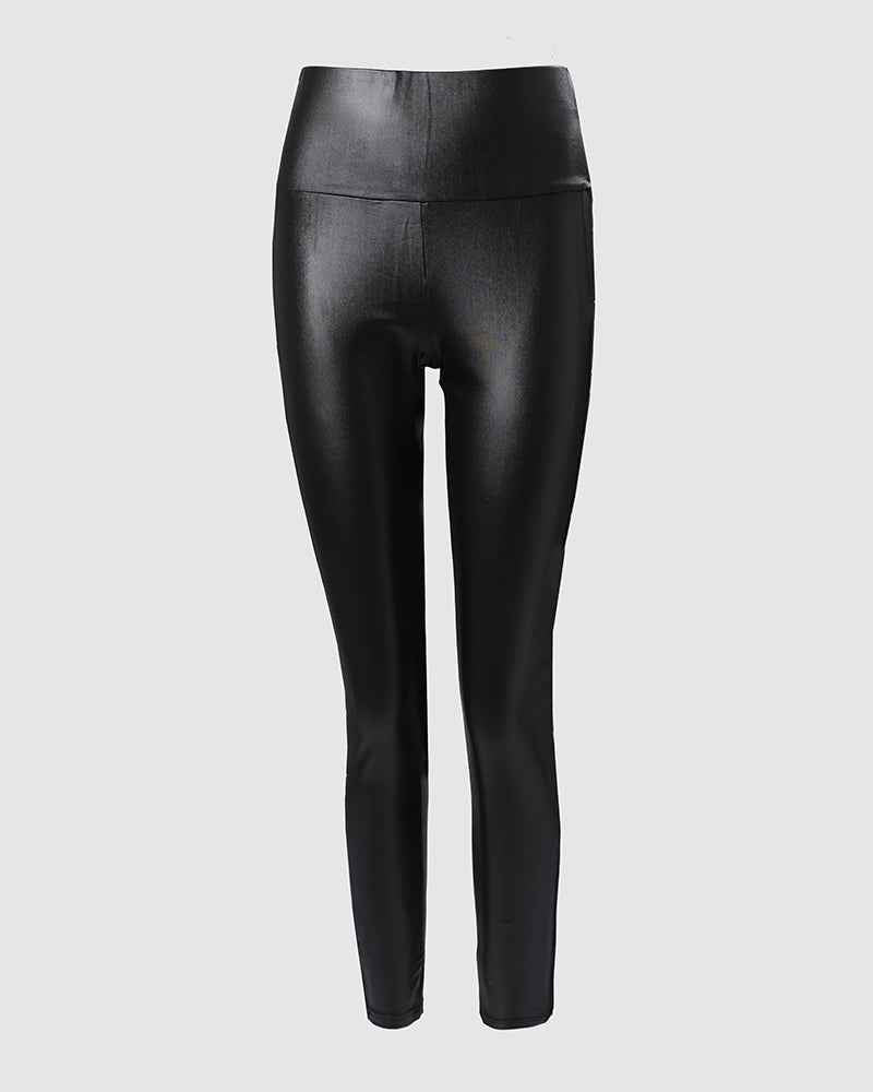Rhinestone High Waist Skinny Pants with Mesh Inserts and Slim Fit by Jamota Uncategorized High Waist