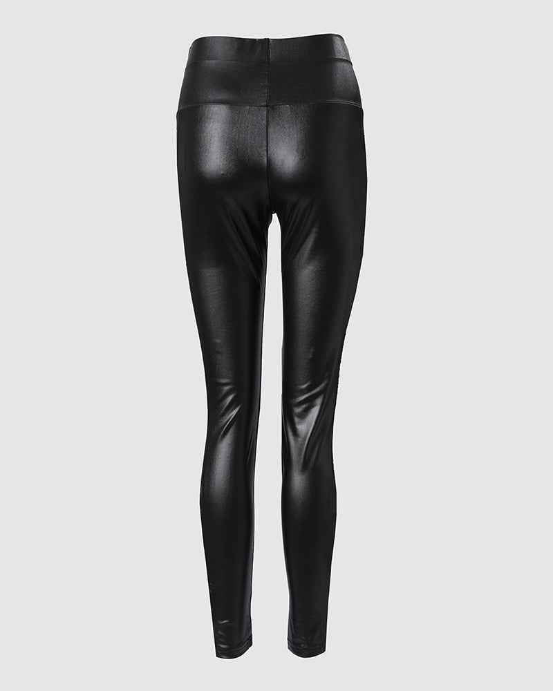 Rhinestone High Waist Skinny Pants with Mesh Inserts and Slim Fit by Jamota Uncategorized High Waist