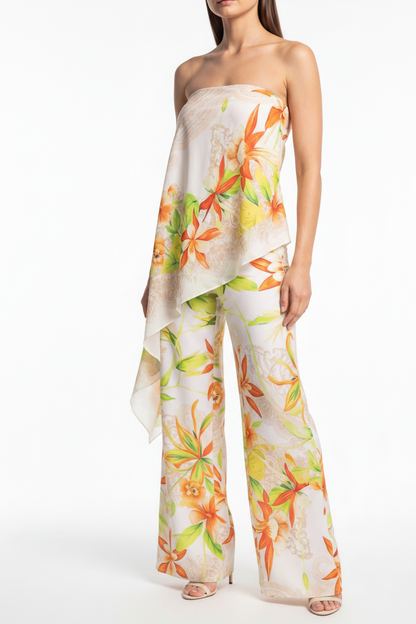 Elegant Tropical Floral Jumpsuit for Women - Lightweight & Comfortable by Jamota One-Pieces Jumpsuits