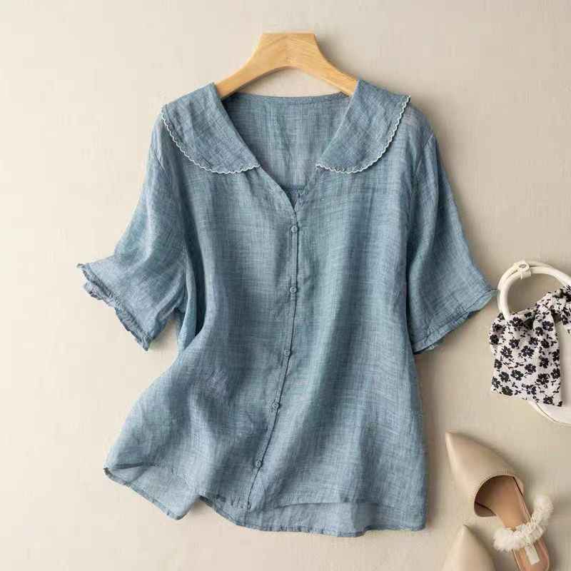 Elegant Airy Summer Blouse with Lightweight Fabric and Breathable Desi - Jamota