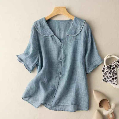 Elegant Airy Summer Blouse with Lightweight Fabric and Breathable Desi - Jamota