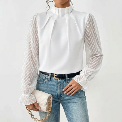 Elegant Long Sleeve Blouse with Soft Fabric and Flattering Fit - Jamota