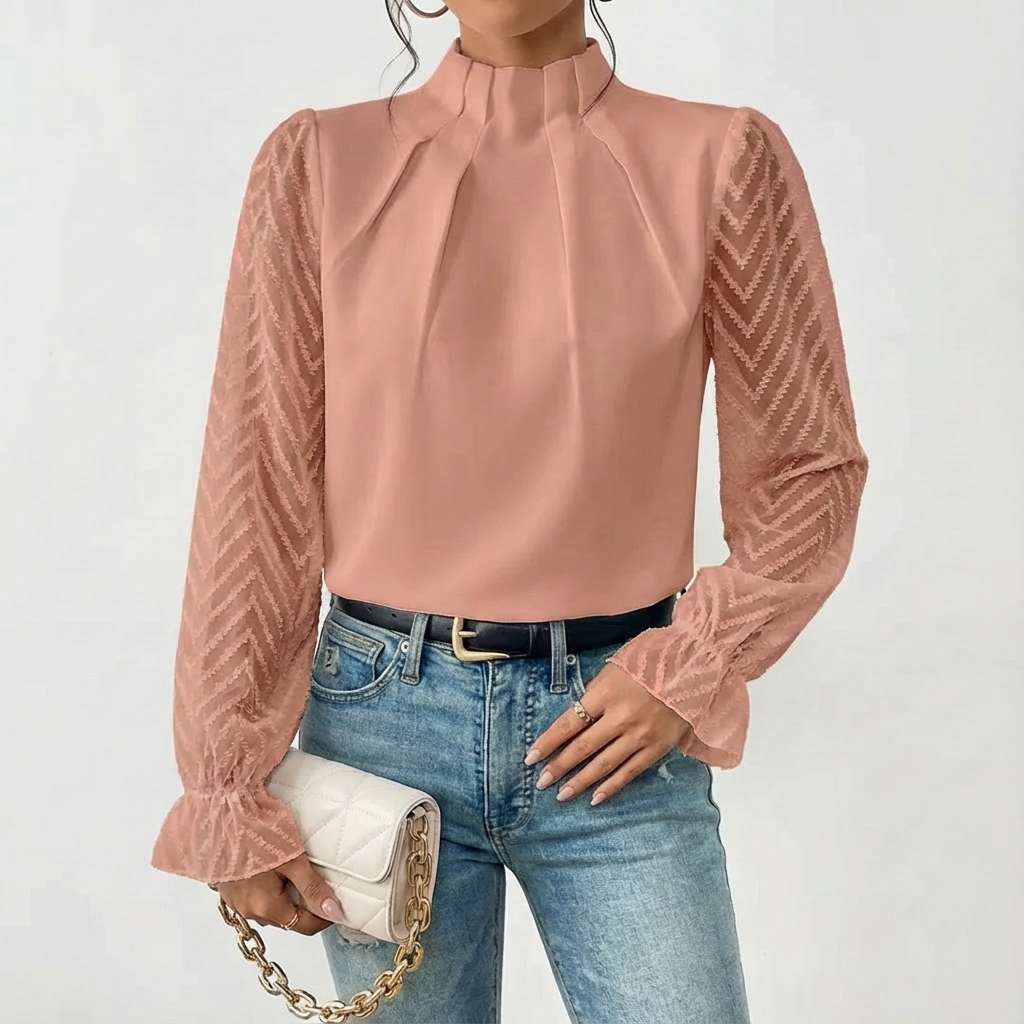 Elegant Long Sleeve Blouse with Soft Fabric and Flattering Fit - Jamota