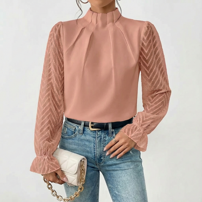 Elegant Long Sleeve Blouse with Soft Fabric and Flattering Fit - Jamota