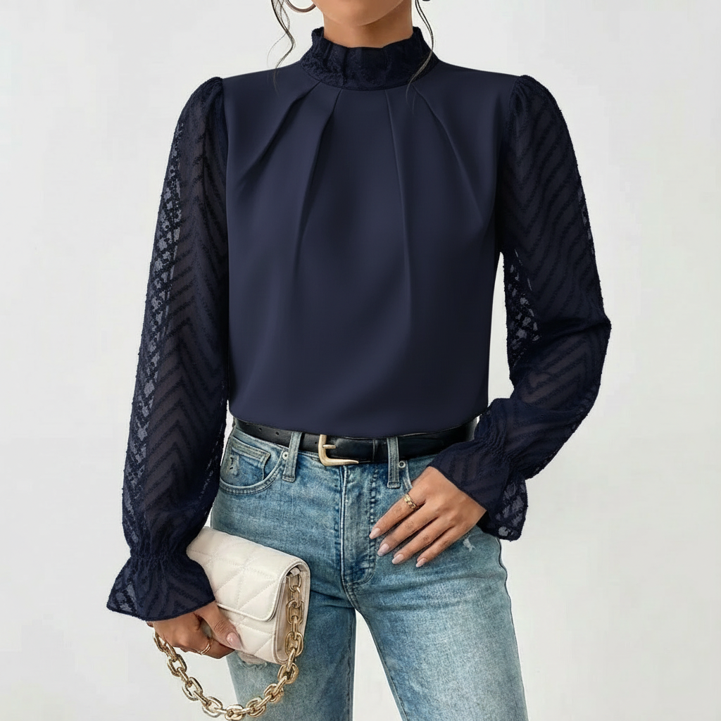 Elegant Long Sleeve Blouse with Soft Fabric and Flattering Fit - Jamota