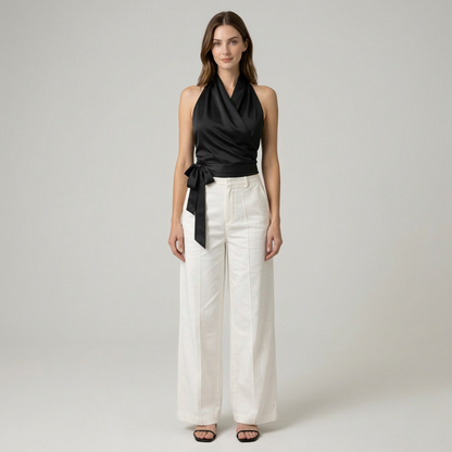 Elegant Minimal Halter Neck Top with Adjustable Straps and Breathable - Jamota