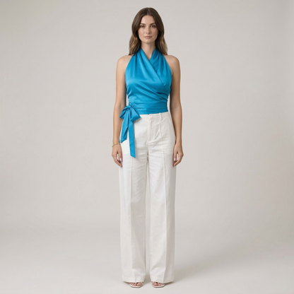 Elegant Minimal Halter Neck Top with Adjustable Straps and Breathable - Jamota
