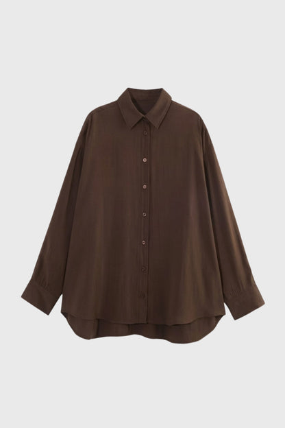 Elegant Relaxed Button Blouse with Soft Fabric and Versatile Fit - Jamota
