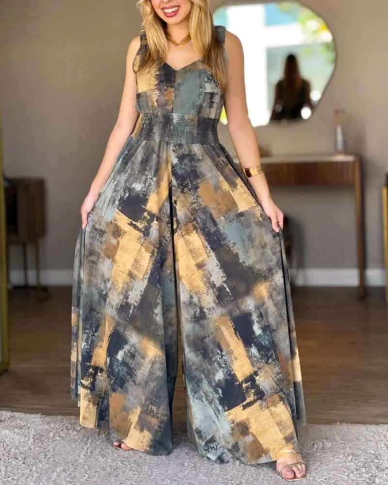 Stylish Wide-Leg Jumpsuit with Pockets and Adjustable Straps - Jamota