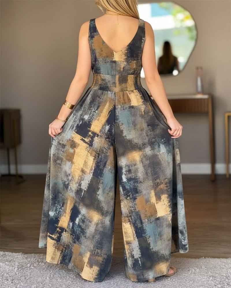 Stylish Wide-Leg Jumpsuit with Pockets and Adjustable Straps - Jamota