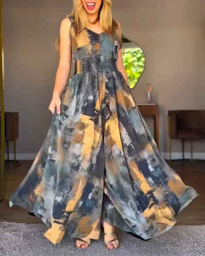 Stylish Wide-Leg Jumpsuit with Pockets and Adjustable Straps - Jamota