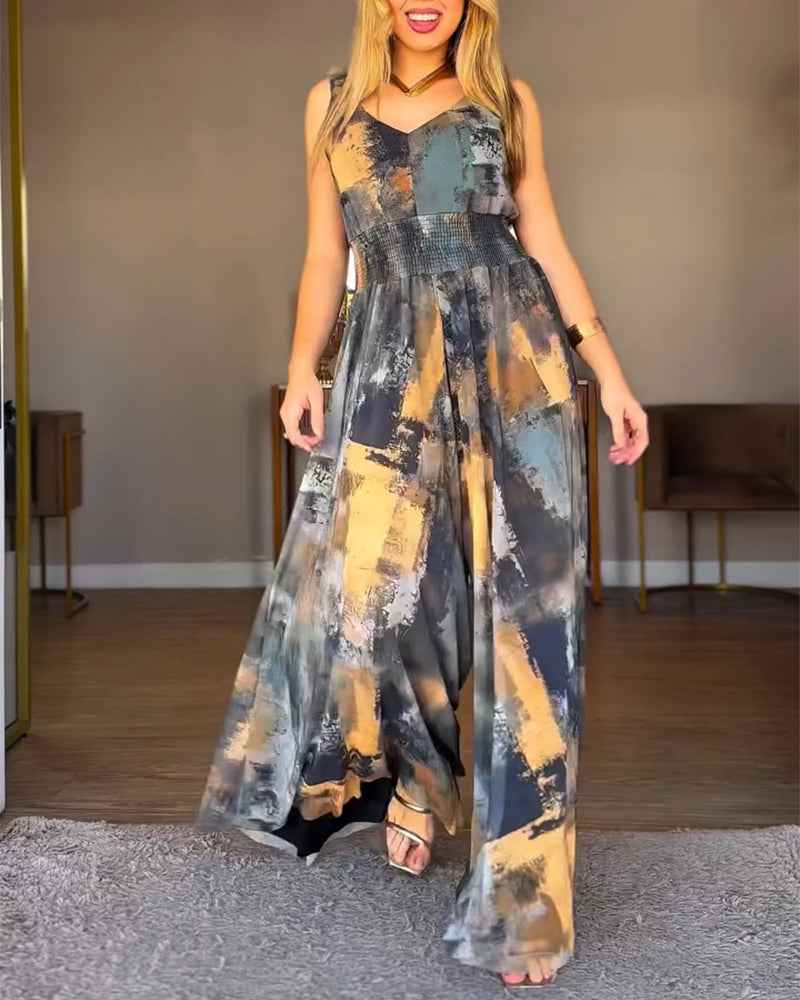 Stylish Wide-Leg Jumpsuit with Pockets and Adjustable Straps - Jamota
