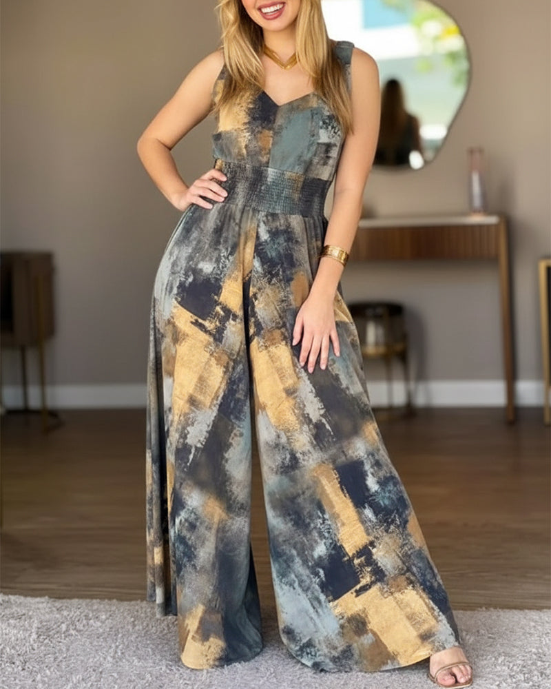 Stylish Wide-Leg Jumpsuit with Pockets and Adjustable Straps - Jamota