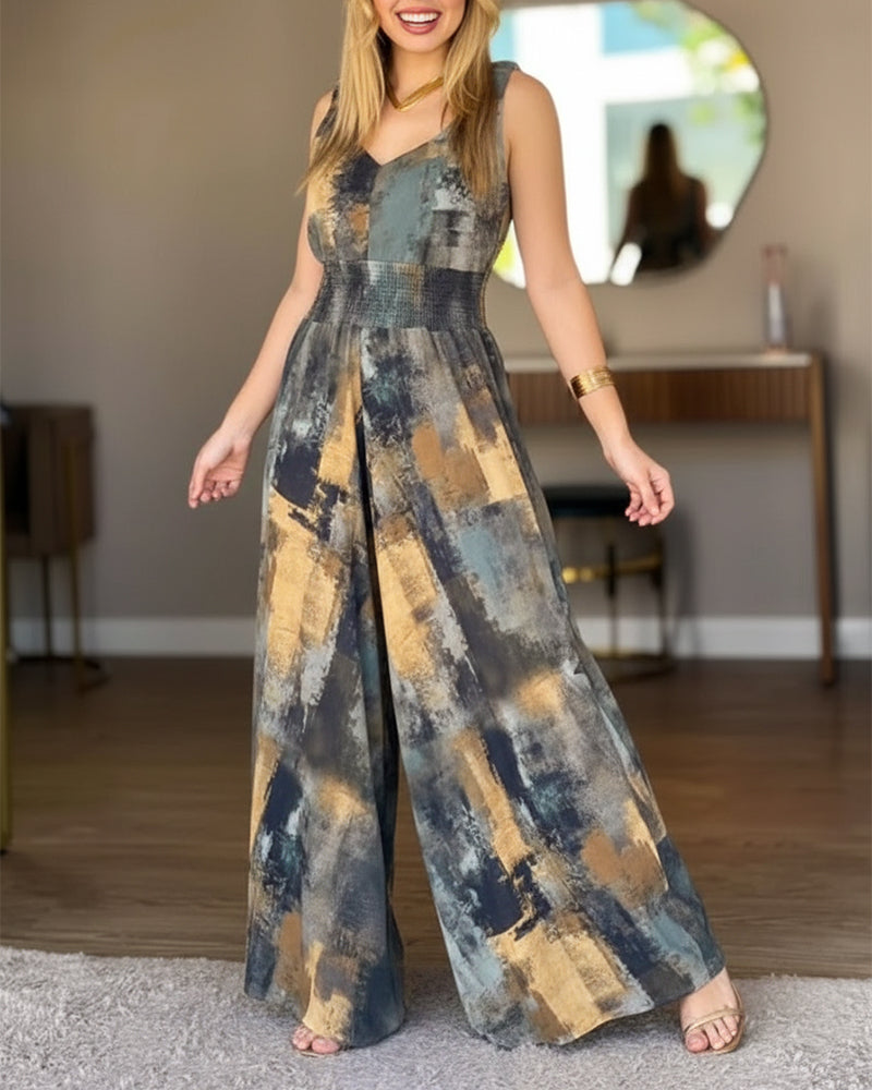 Stylish Wide-Leg Jumpsuit with Pockets and Adjustable Straps - Jamota