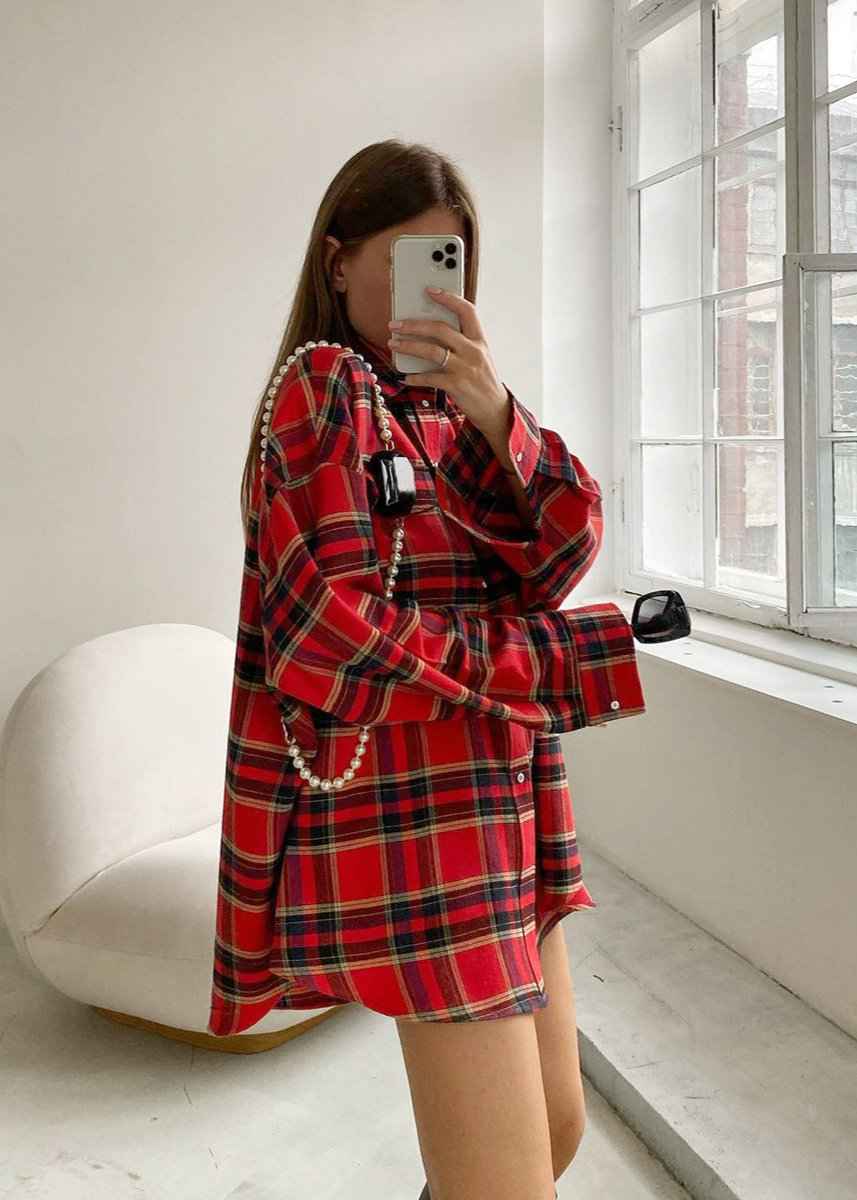 Stylish Oversized Red Plaid Shirt | Soft Fabric & Comfortable Fit - Jamota