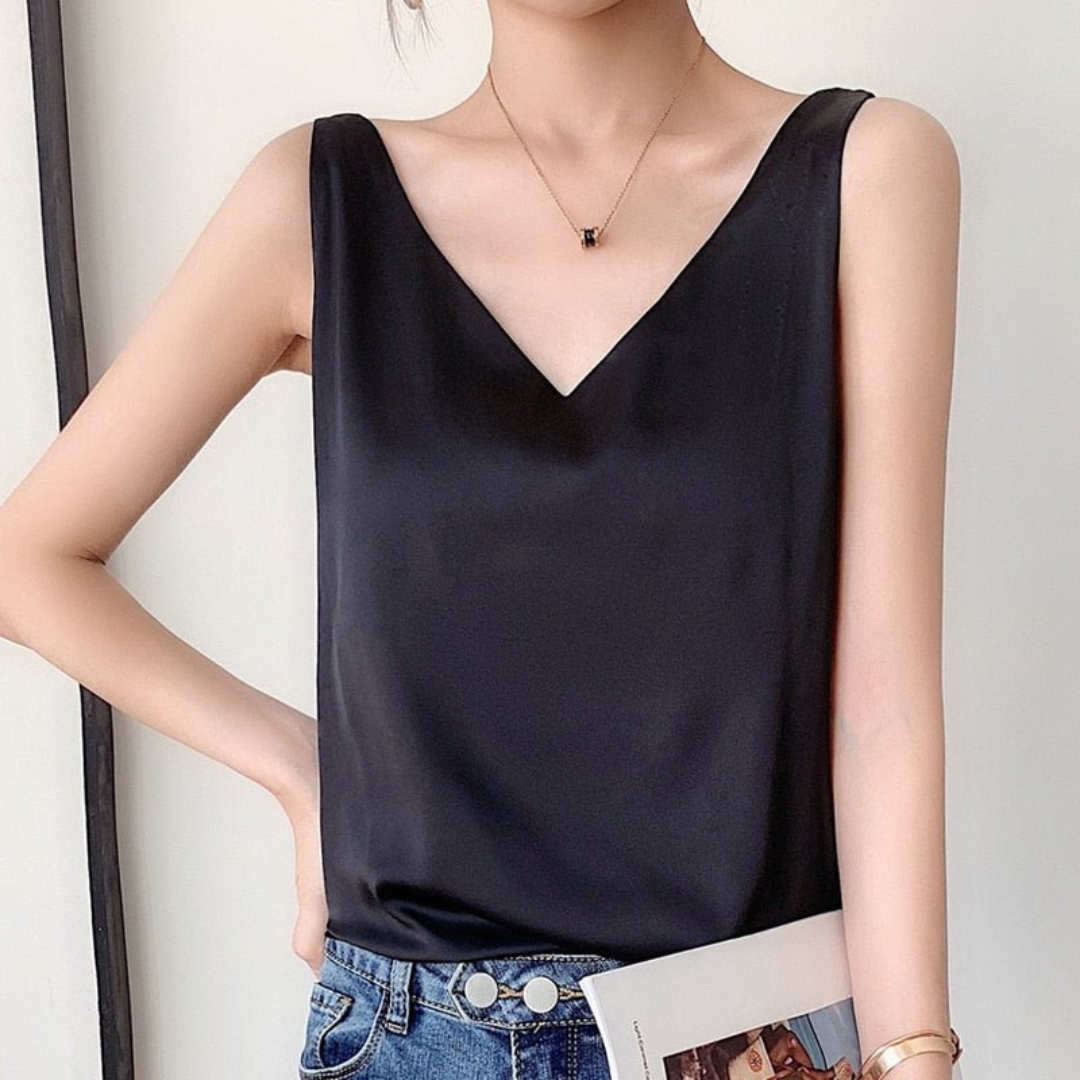 Chic Lightweight Draped Tank Top with Elegant Flow and Versatile Style - Jamota