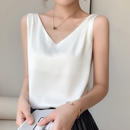 Chic Lightweight Draped Tank Top with Elegant Flow and Versatile Style - Jamota