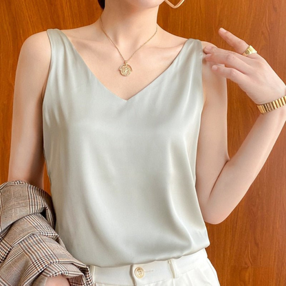 Chic Lightweight Draped Tank Top with Elegant Flow and Versatile Style - Jamota