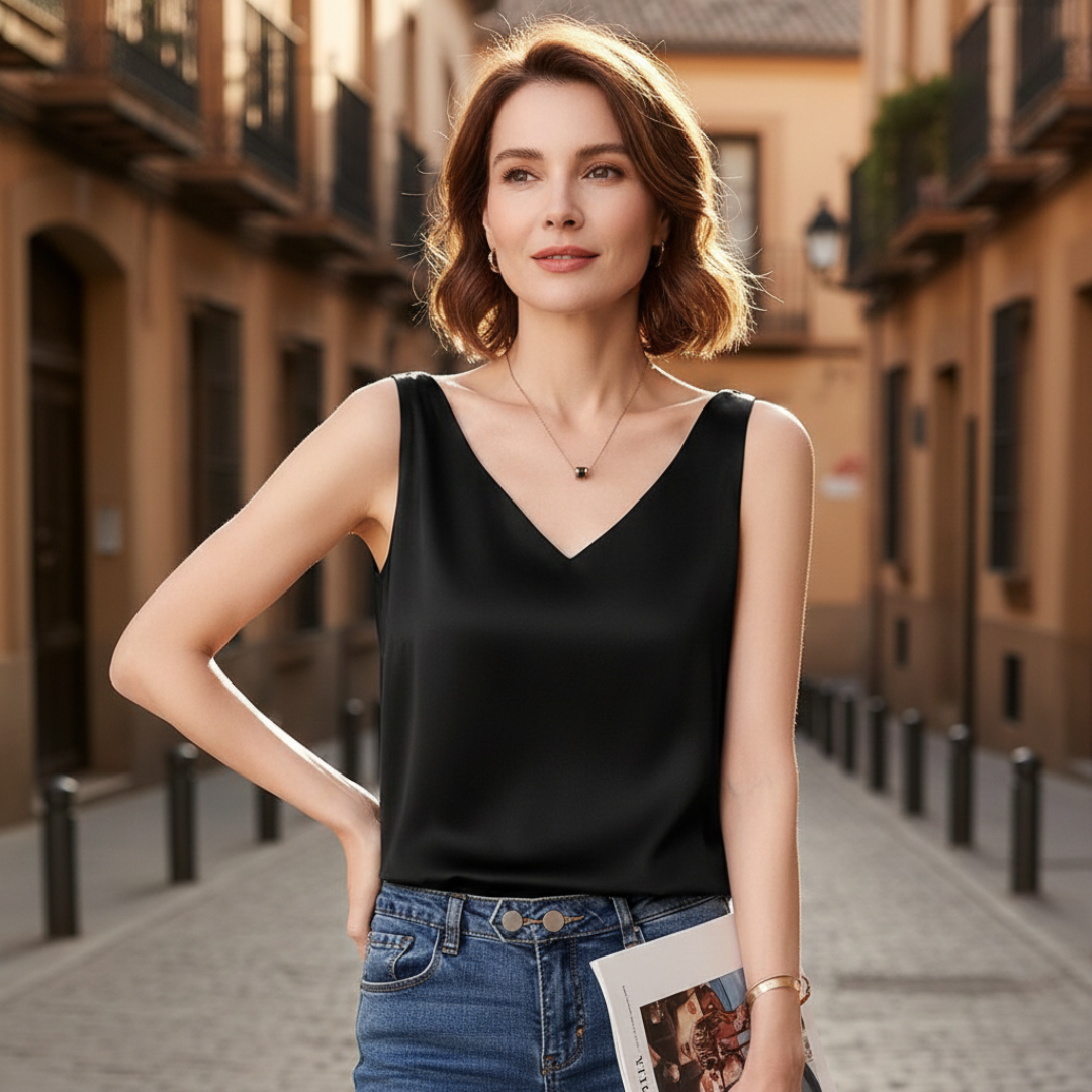 Chic Lightweight Draped Tank Top with Elegant Flow and Versatile Style - Jamota