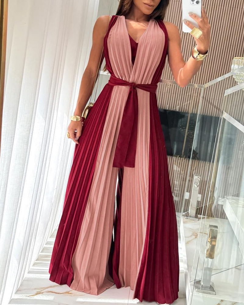 Stylish Casual Colorblock Jumpsuit for Women | Comfortable & Versatile - Jamota
