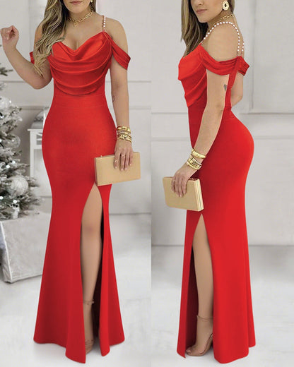 Elegant Bodycon Evening Dress with Sleeveless Design & Midi Length - Jamota