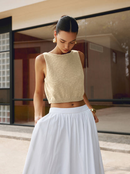 Stylish White Sleeveless Crop Top with Soft Fabric and Tailored Fit - Jamota