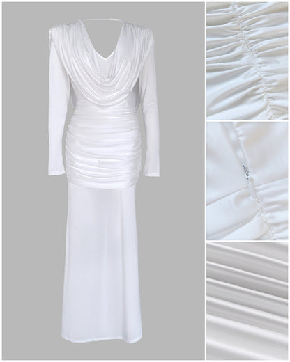 Elegant Backless Black Maxi Dress with Adjustable Straps & Flowing Sil - Jamota