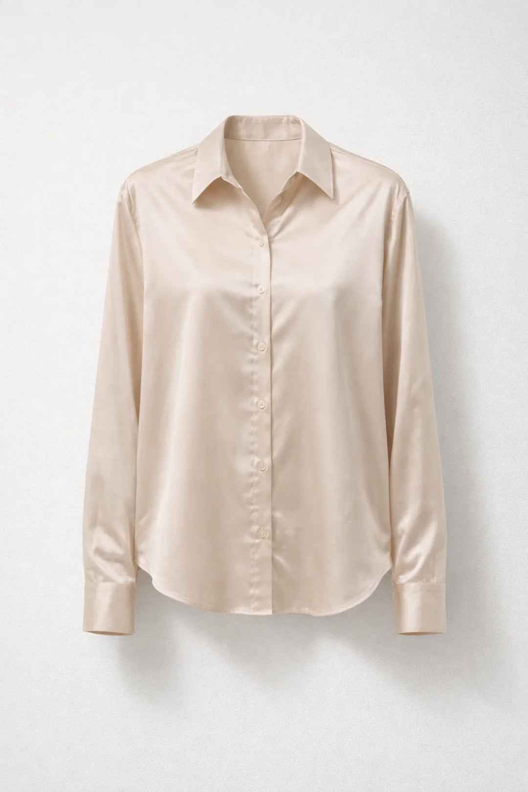 Elegant White Silk Blouse with Tailored Fit and Button Details - Jamota