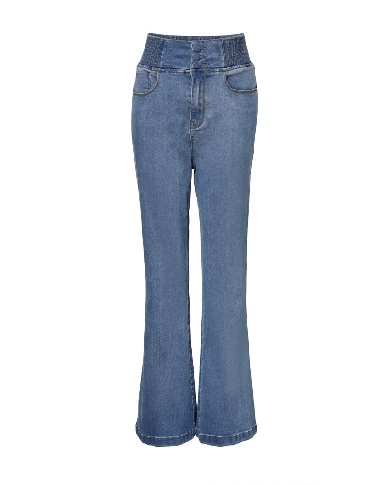 Stylish High-Waist Wide Leg Jeans with Comfortable Stretch Fabric - Jamota