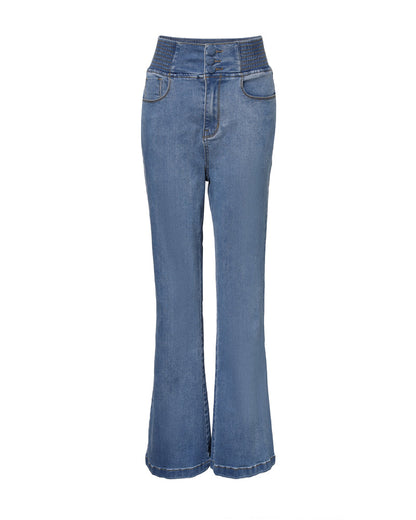 Stylish High-Waist Wide Leg Jeans with Comfortable Stretch Fabric - Jamota