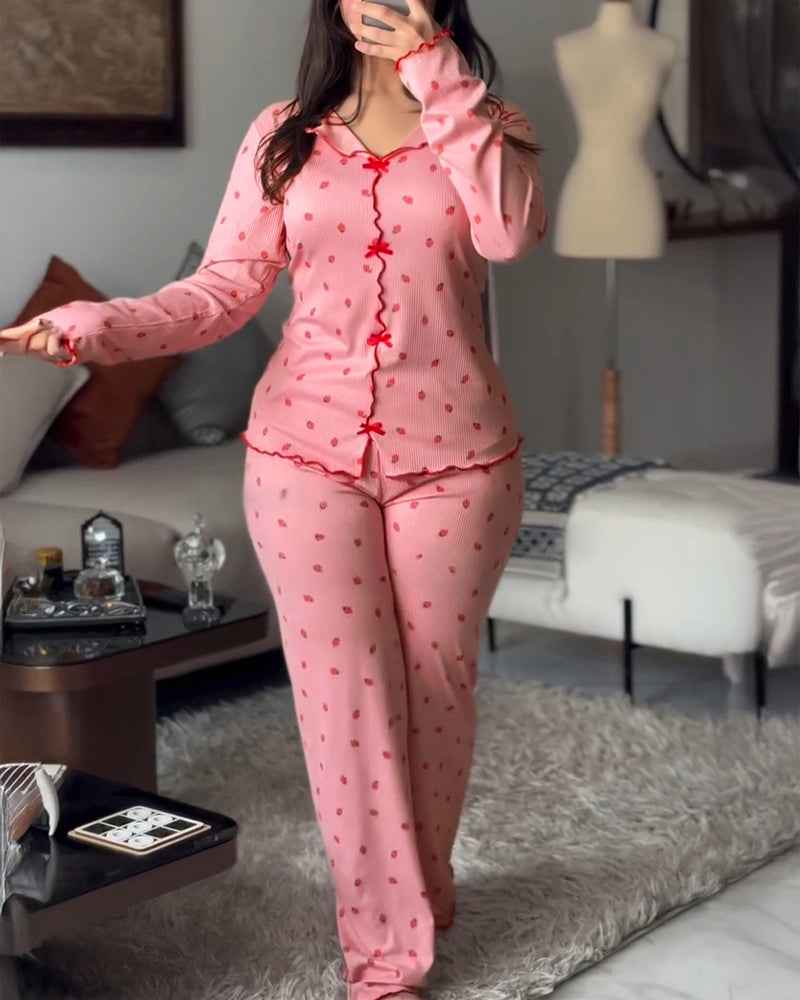 Charming Collection Women's Pajama Set with Frill Trim & Elastic Waist - Jamota