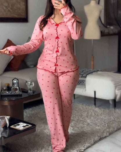Charming Collection Women's Pajama Set with Frill Trim & Elastic Waist - Jamota