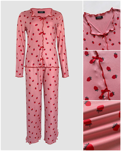 Charming Collection Women's Pajama Set with Frill Trim & Elastic Waist - Jamota