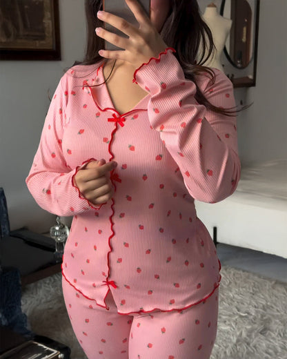 Charming Collection Women's Pajama Set with Frill Trim & Elastic Waist - Jamota